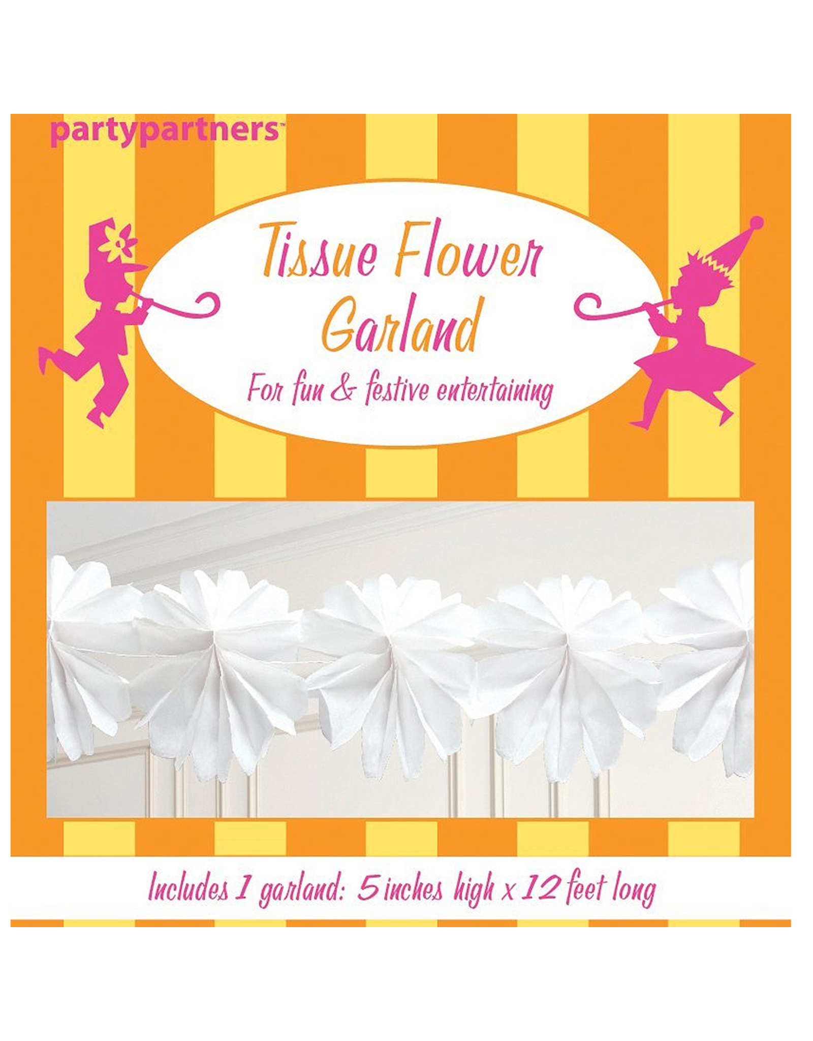Tissue Flower Garland 84L inches White by Party Partners
