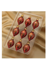 Kurt Adler Miniature Glass Drop Ornaments 35MM Set of 9 Red Gold