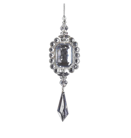 Kurt Adler Gem Drop Ornament Silver Rectangle -B