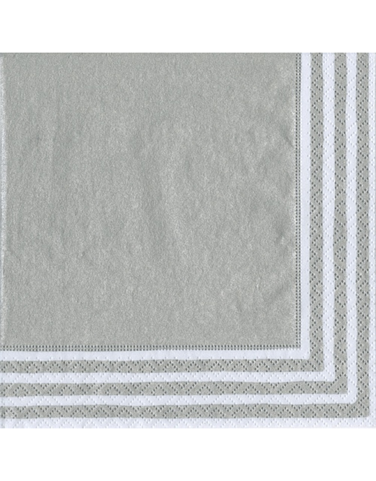 Caspari Paper Lunch Napkins 9009L Stripe Border Silver 20pk