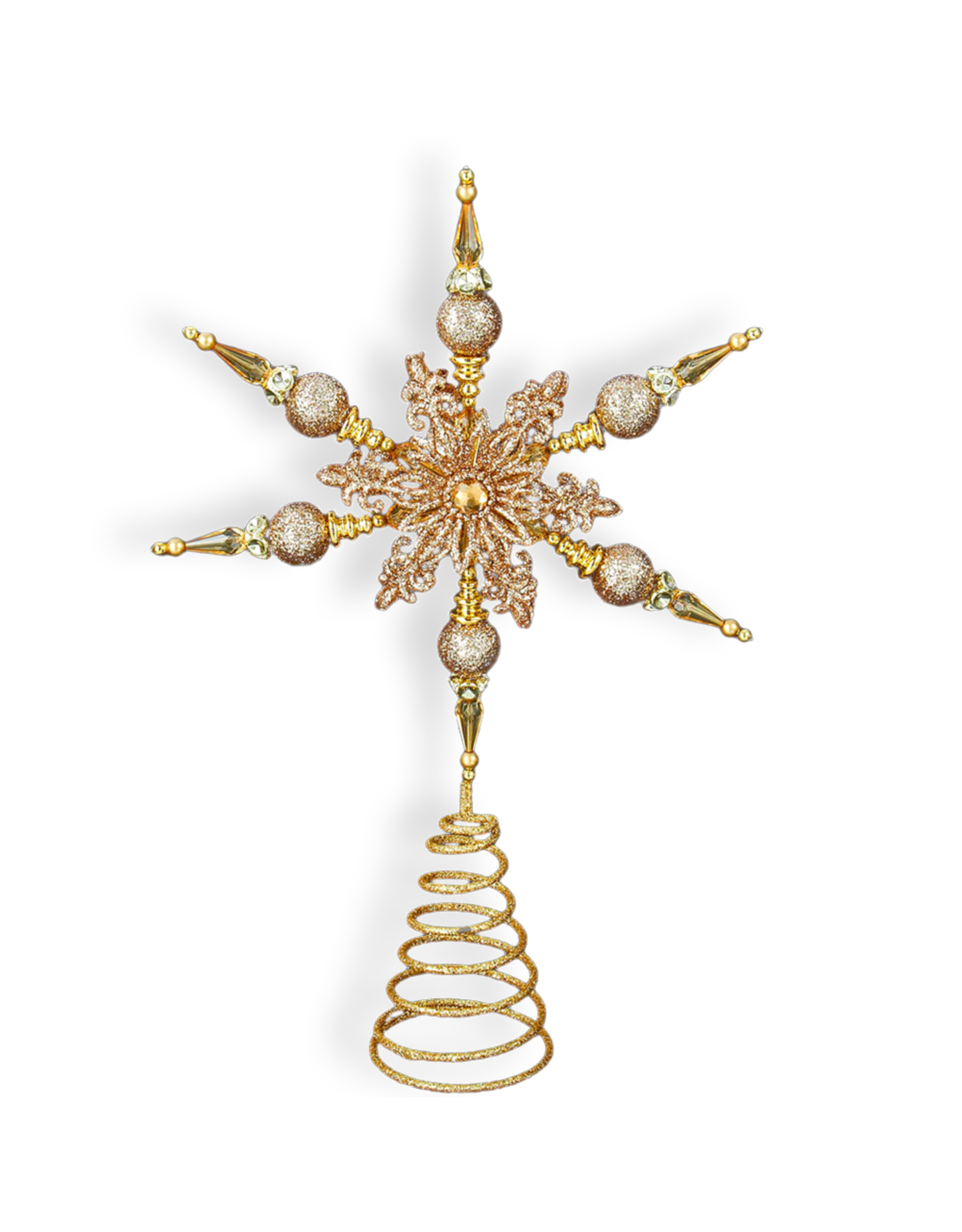 Kurt Adler Gold Snowflake Christmas Star Tree Topper 14 inch