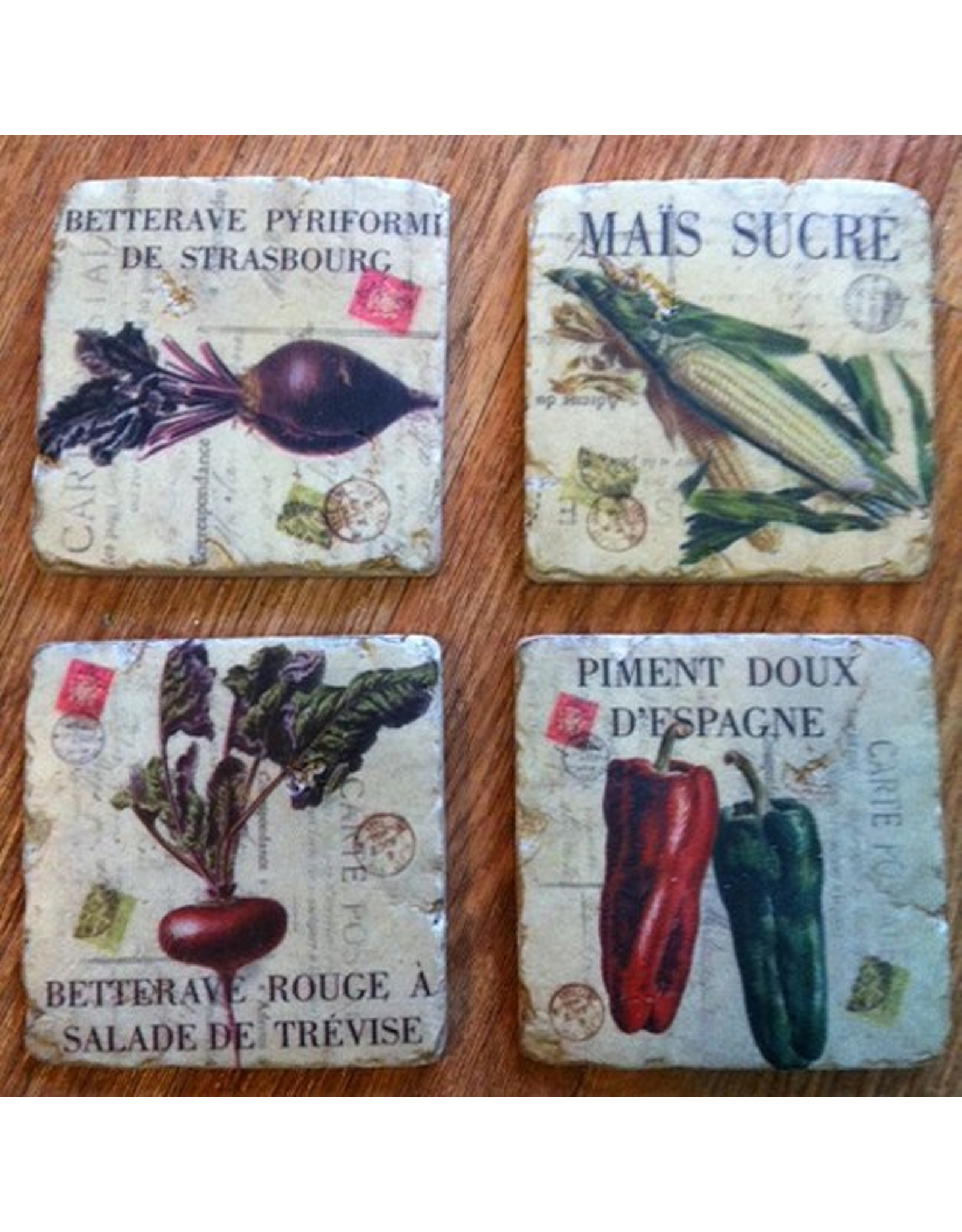 Mark Roberts Home Decor Vegetable Medley Coasters Set of 4
