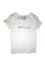 Mama and Bambino Infant Baby Tee White T-Shirt with Bling I love Mom
