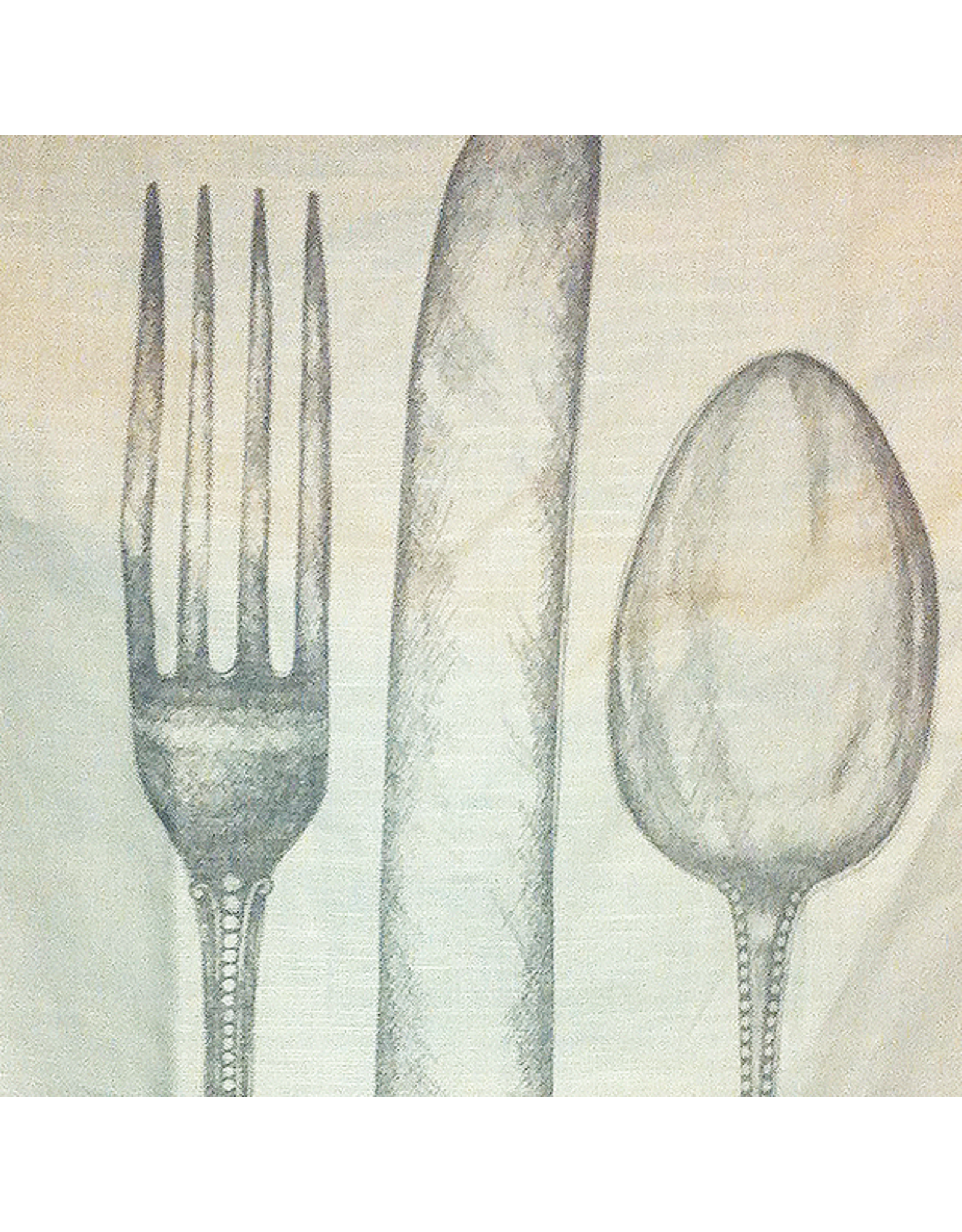 Kitchen Papers Cake Vintage Kitchen Towel Knife Fork Spoon 24x30