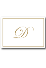 Caspari Gold Embossed Initial Note Cards Letter D Boxed Set of 8