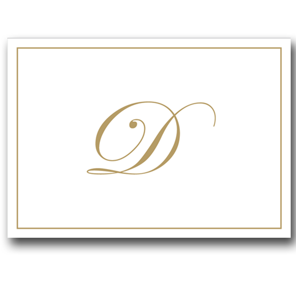 Caspari Gold Embossed Initial Note Cards Letter D Boxed Set of 8 Digs