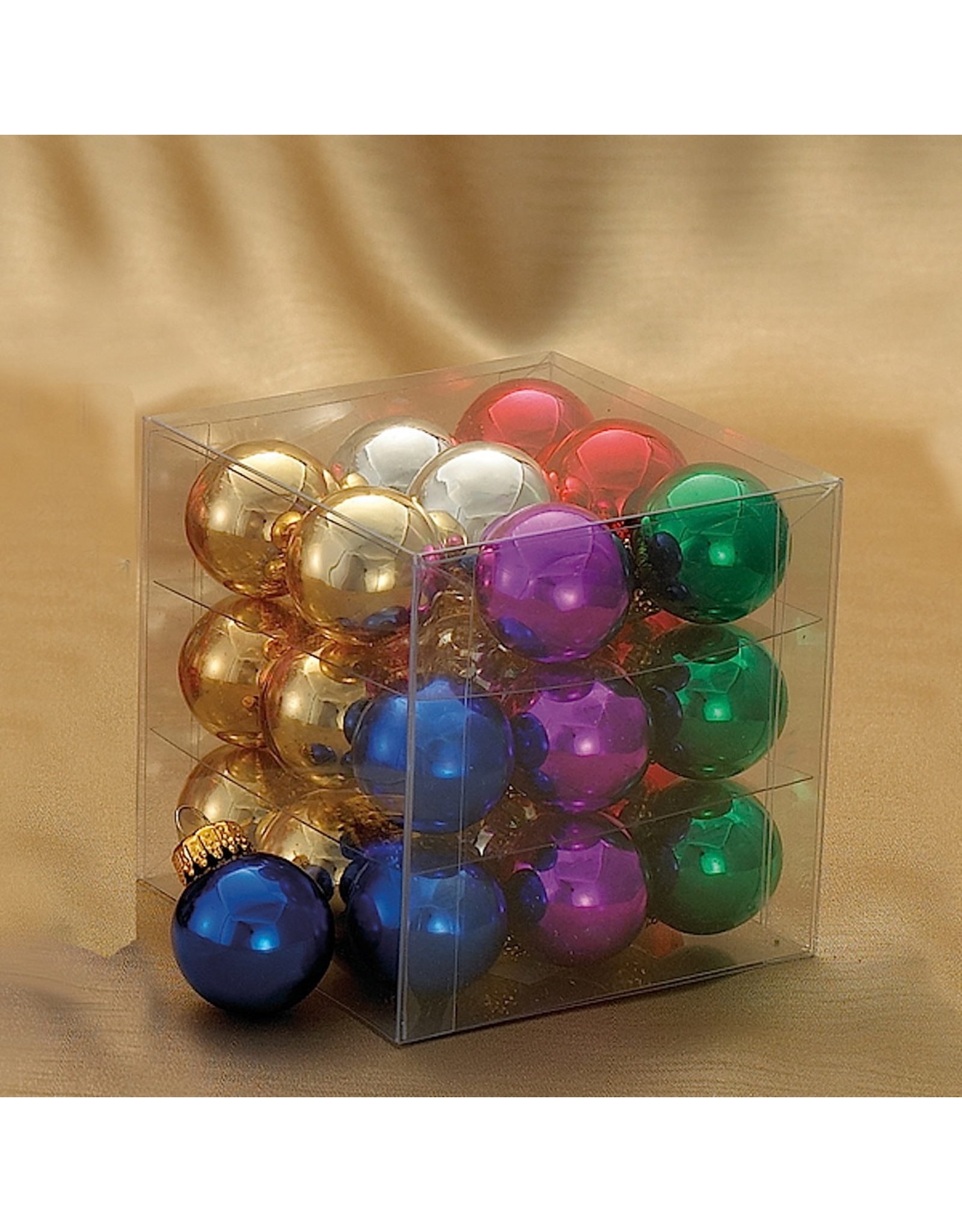 Kurt Adler Mini Glass Balls Christmas Ornaments 25MM Set 27 Multi Color