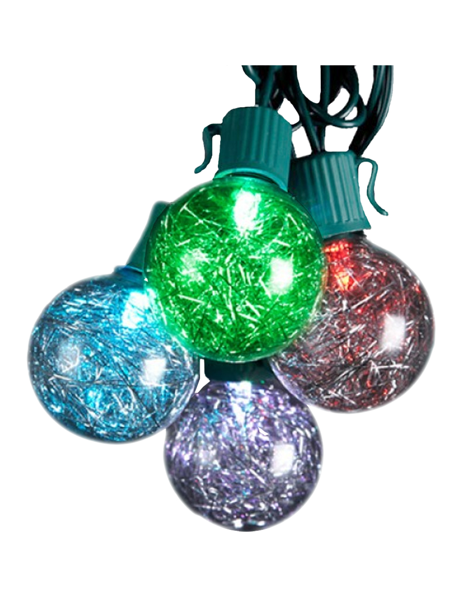 Kurt Adler Color Changing LED 10 Light G40 Tinsel Balls Bulbs Set
