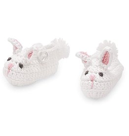 Mud Pie White And Pink Bunny Crochet Knit Booties 0-3 Months