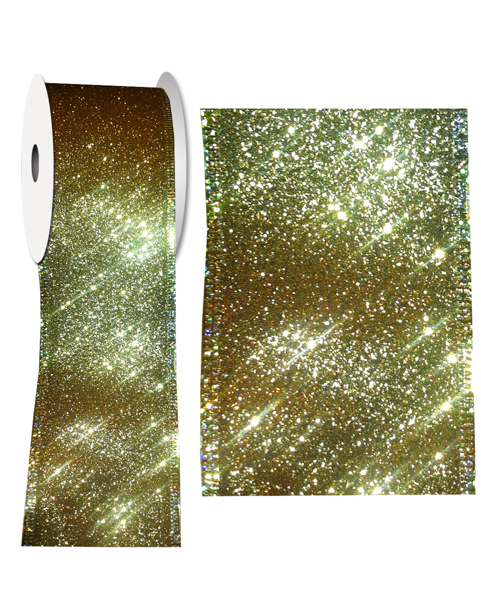 Ribbons Trims 97492W-035 Glitter Gold Ribbon 2.5W inch