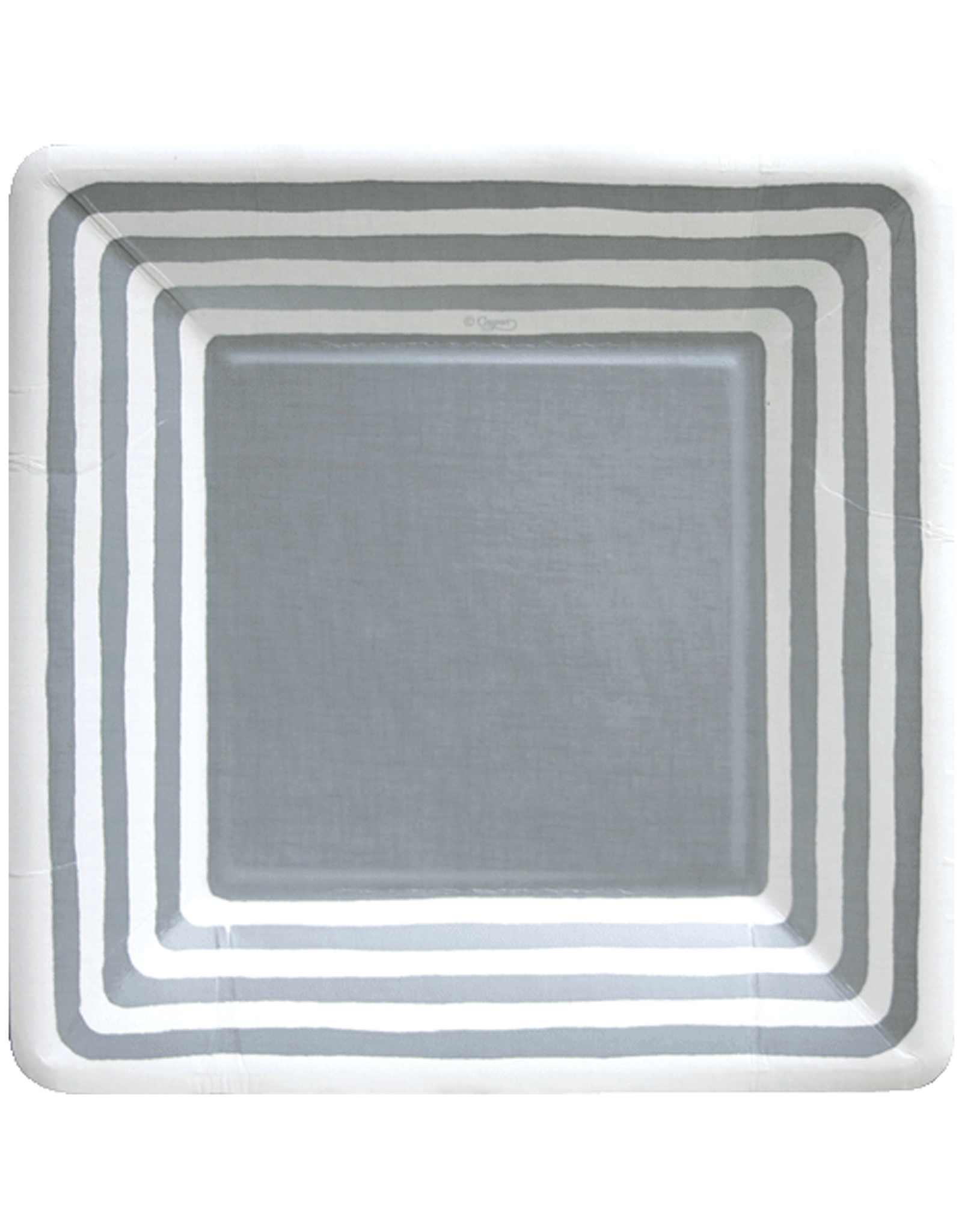 Caspari Paper Plates Silver wtih Stripe Border Salad Dessert Plates