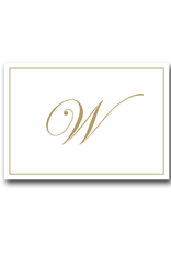 Caspari Gold Embossed Initial Note Cards Letter W Boxed Set of 8