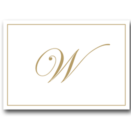 Caspari Gold Embossed Initial Note Cards Letter W Boxed Set of 8