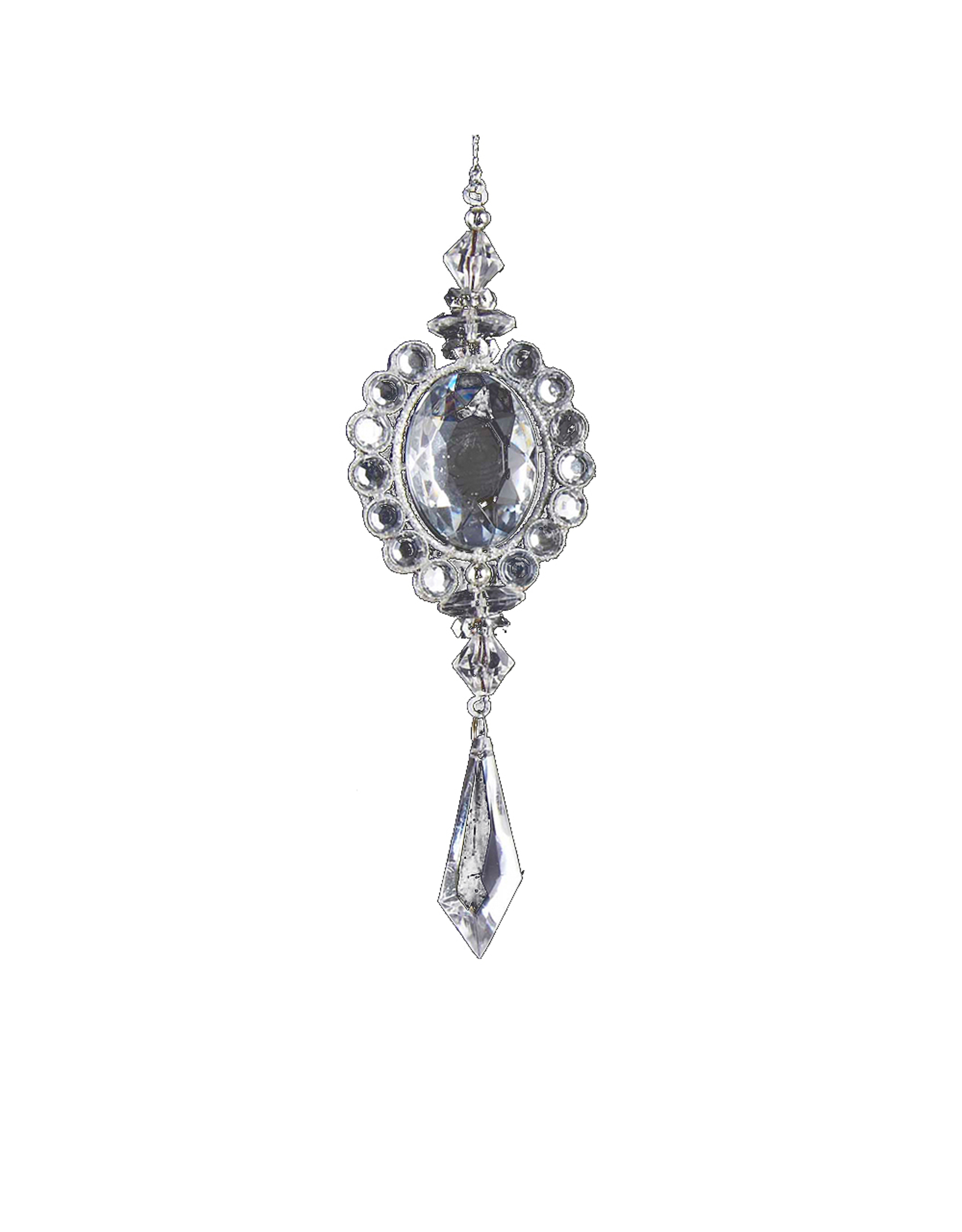 Kurt Adler Gem Drop Ornament Silver Oval -A