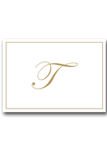 Caspari Gold Embossed Initial Note Cards Letter T Boxed Set of 8