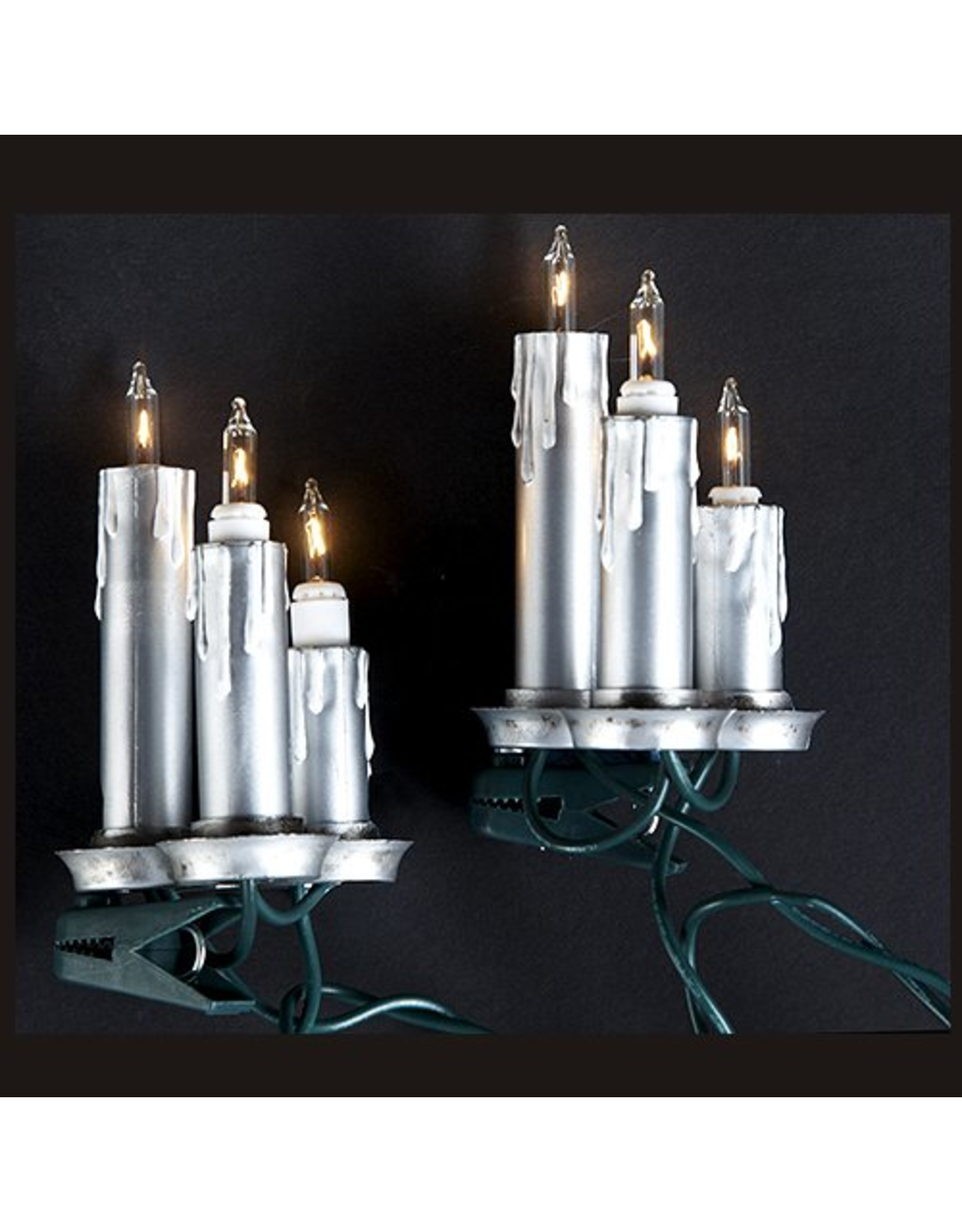 Kurt Adler Silver Triple Candle Light Set