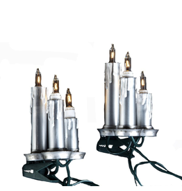 Kurt Adler Silver Triple Candle Light Set