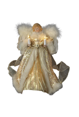 Kurt Adler Christmas Angel Tree Topper 10 Light Ivory and Gold 10 inch