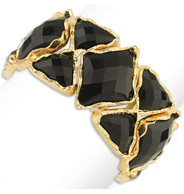 Periwinkle by Barlow Bracelet Gold w Black Crystals - Stretch
