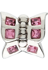 Chamilia Butterfly Charm Silver Bead w Pink CZ JB-2A