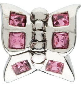 Chamilia Butterfly Charm Silver Bead w Pink CZ JB-2A