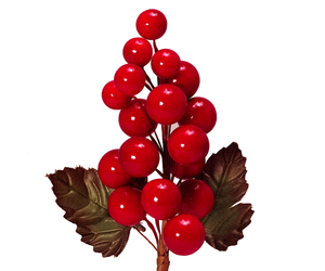 Kurt Adler Holly Berry Cluster PIck Silver Leaf Christmas Flowers Florals -  Digs N Gifts