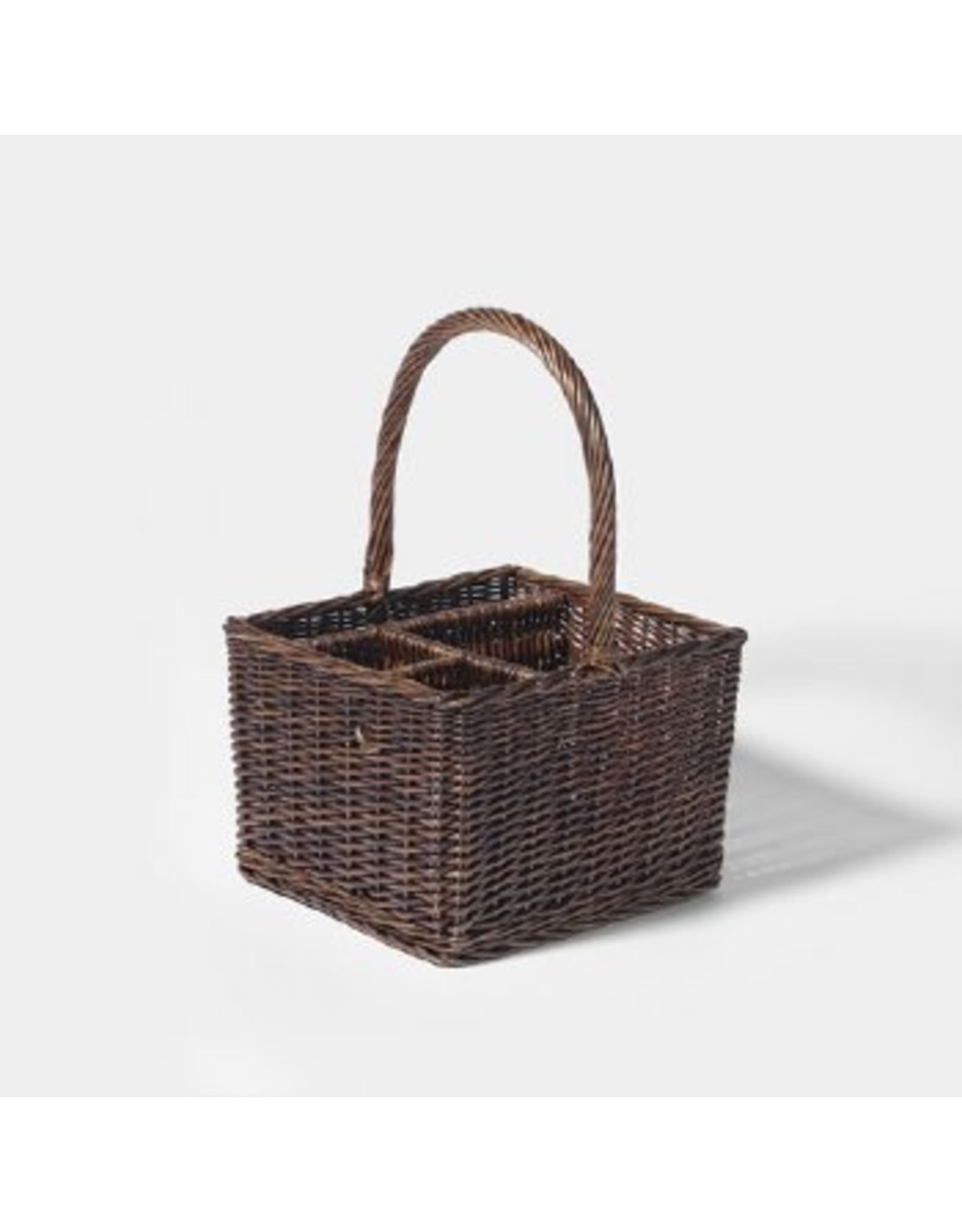 Department 56 Wicker Basket 4  Compartment Caddy 11.75X11X17