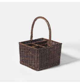 Department 56 Wicker Basket 4  Compartment Caddy 11.75X11X17
