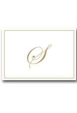 Caspari Gold Embossed Initial Note Cards Letter S Boxed Set of 8