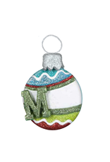 Kurt Adler Mulit Color Glitter Ball Ornament w Letter Initial M