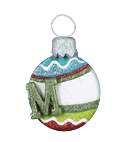 Kurt Adler Mulit Color Glitter Ball Ornament w Letter Initial M