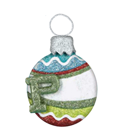Kurt Adler Mulit Color Glitter Ball Ornament w Letter Initial P