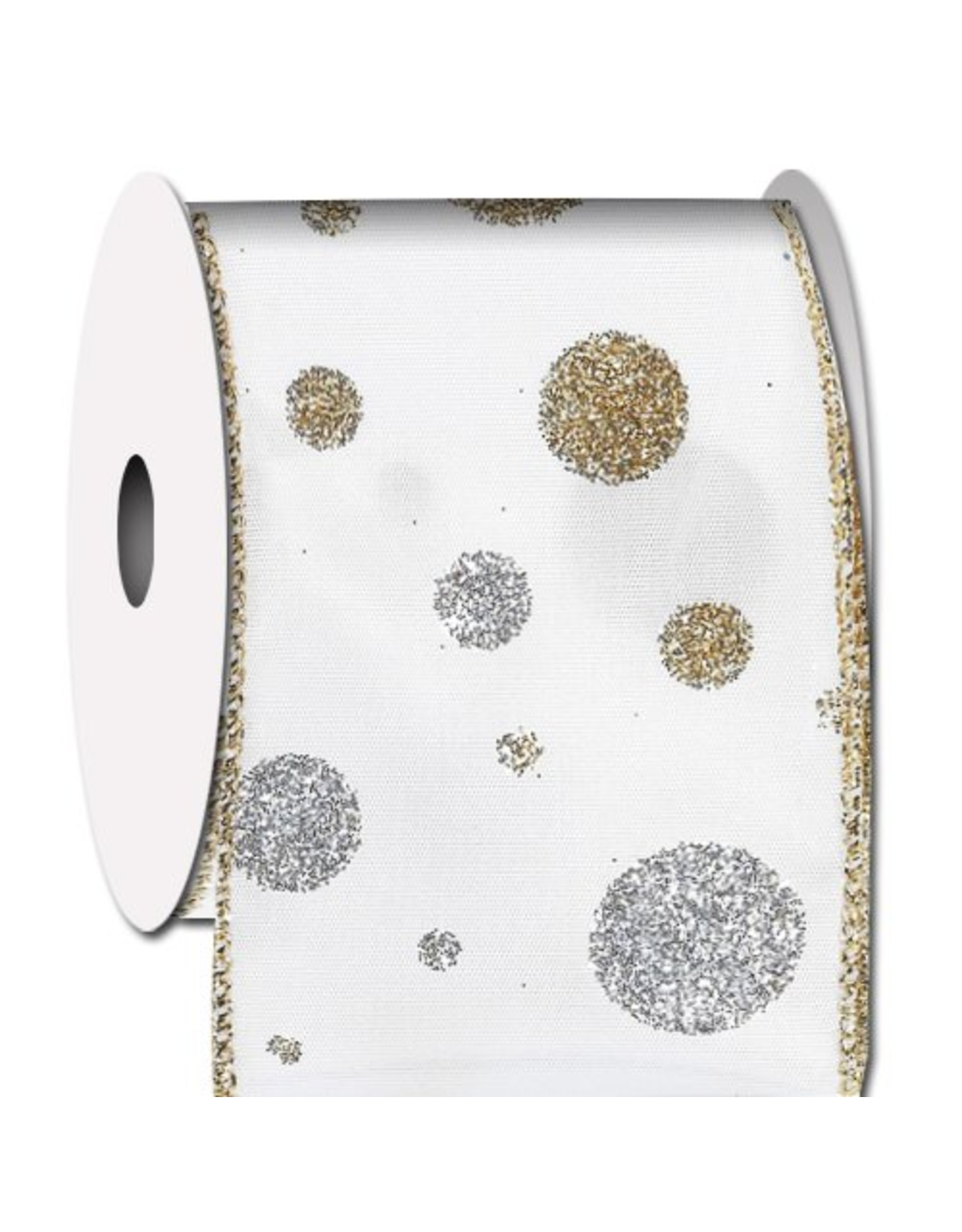 Ribbon Gold n Silver Glitter Dot Strike Ribbon