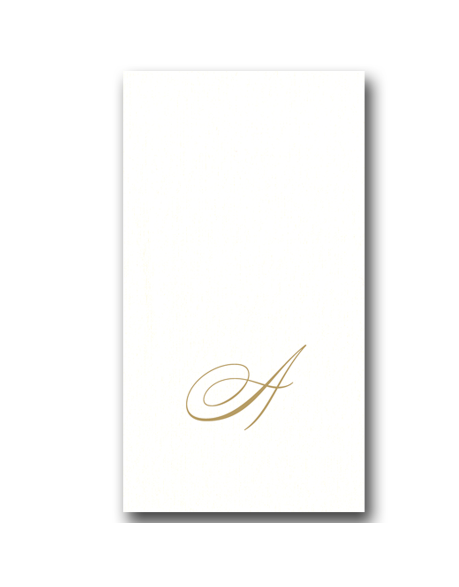 Caspari Gold Initial A on White Pearl Paper Linen Guest Napkins 24 pk