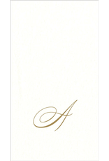 Caspari Gold Initial A on White Pearl Paper Linen Guest Napkins 24 pk