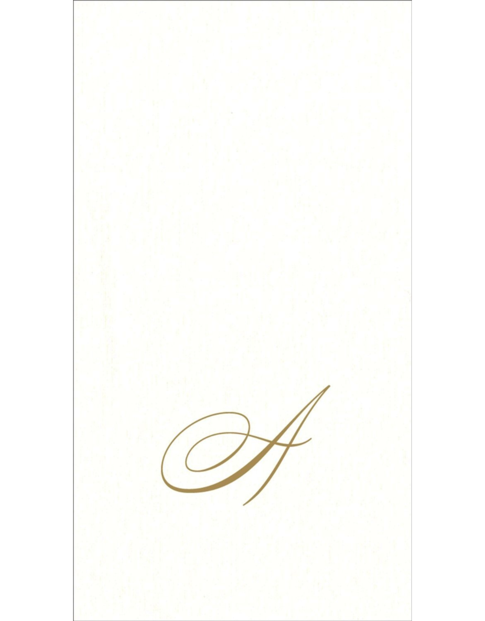 Caspari Gold Initial A on White Pearl Paper Linen Guest Napkins 24 pk