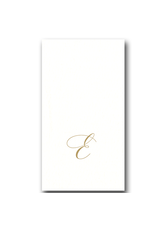 Caspari Gold Initial E on White Pearl Paper Linen Guest Napkins 24 pk