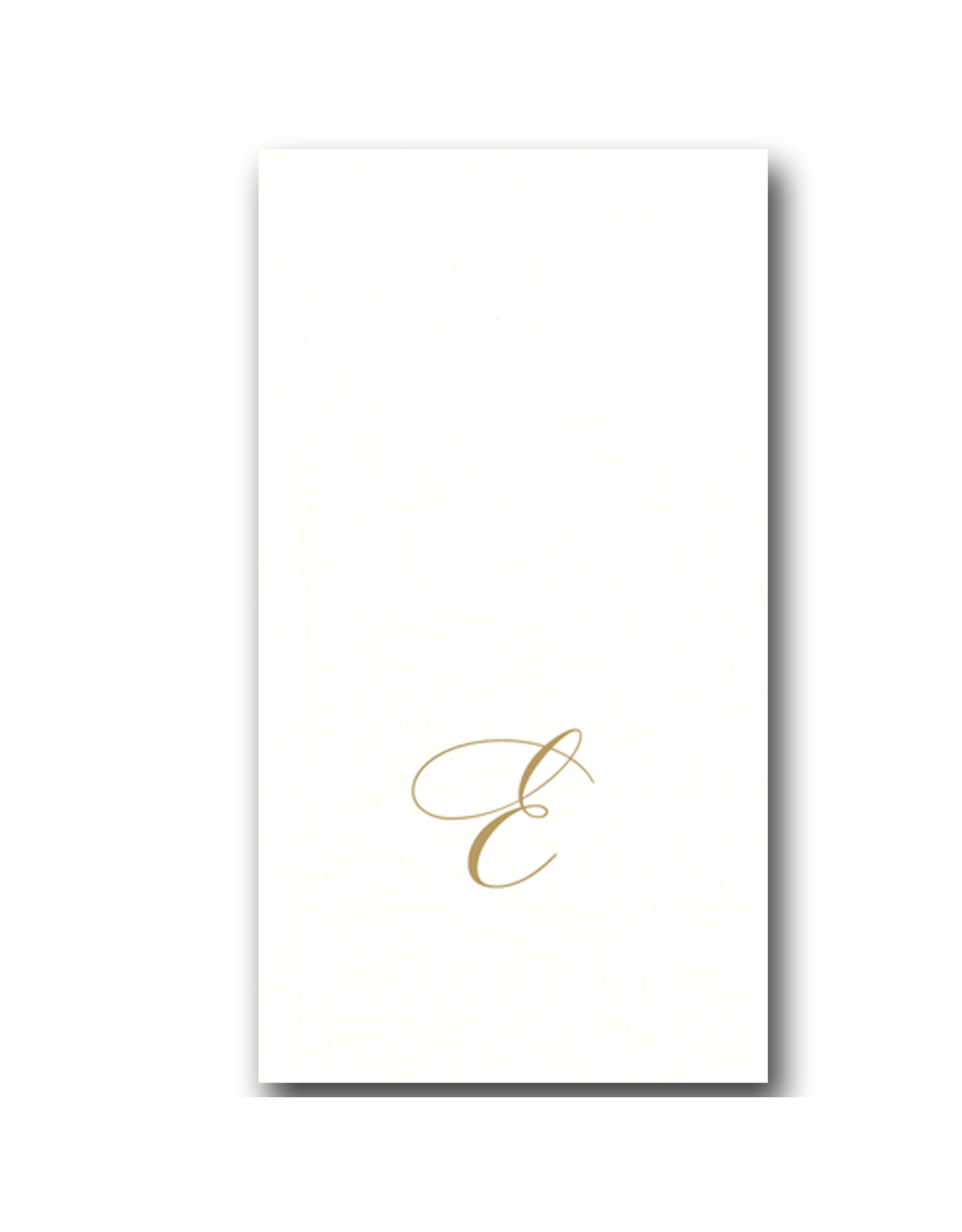 Caspari Gold Initial E on White Pearl Paper Linen Guest Napkins 24 pk