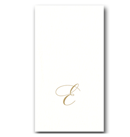 Caspari Gold Initial E on White Pearl Paper Linen Guest Napkins 24 pk
