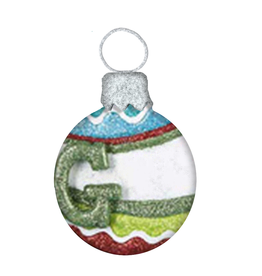 Kurt Adler Mulit Color Glitter Ball Ornament w Letter Initial G