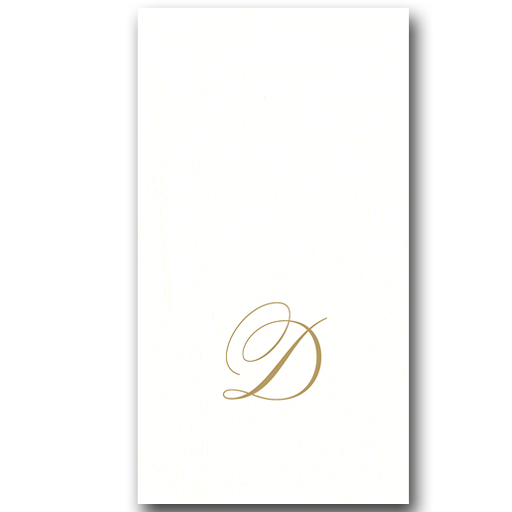 Caspari White Pearl Paper Linen Guest Napkins Initial D 24pk Digs N Gifts