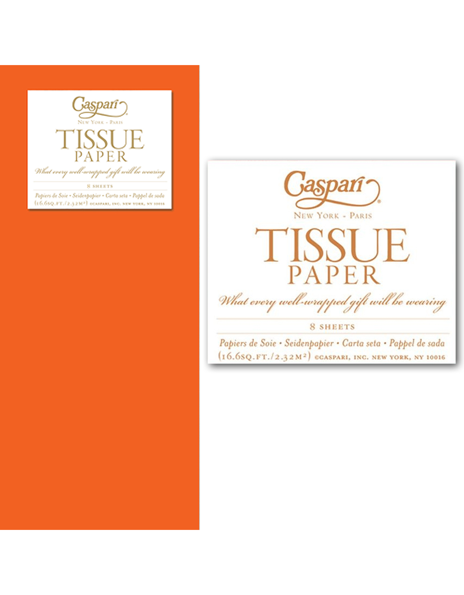 Caspari Gift Tissue Paper 8 Sheets Orange