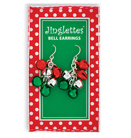 DMM Gifts Christmas Jingle Bell Earrings - Red Green Silver
