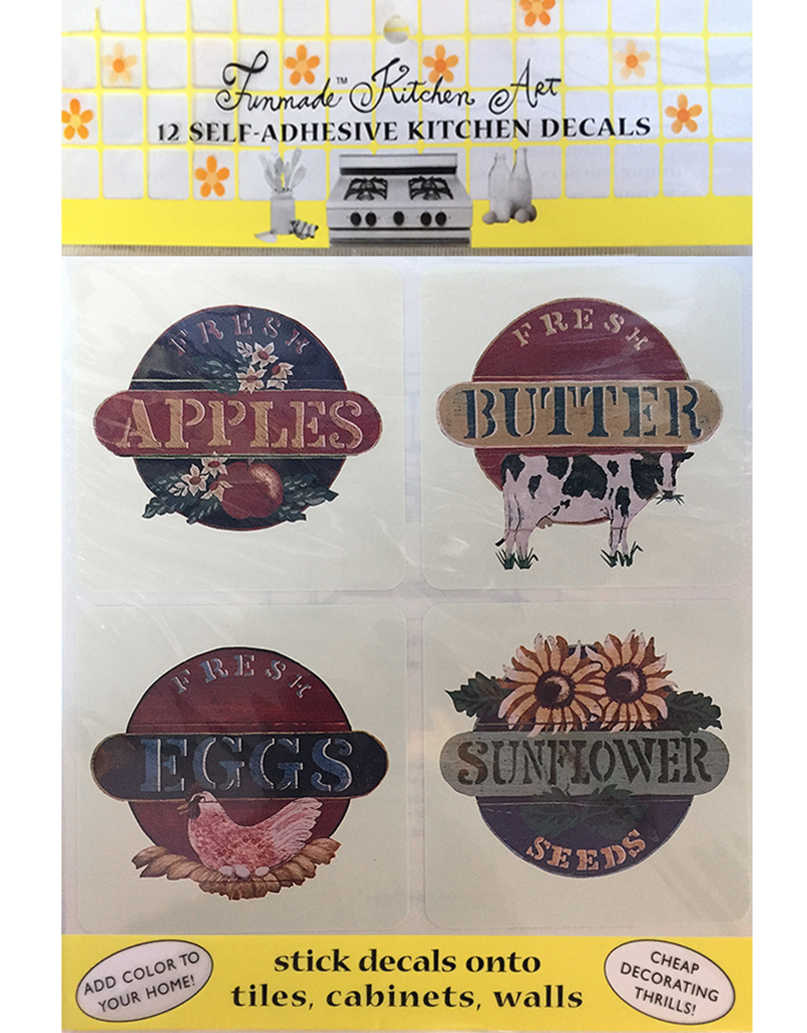 Funmade Kitchen Art 12 Self Adhesive Decals - Country Signs