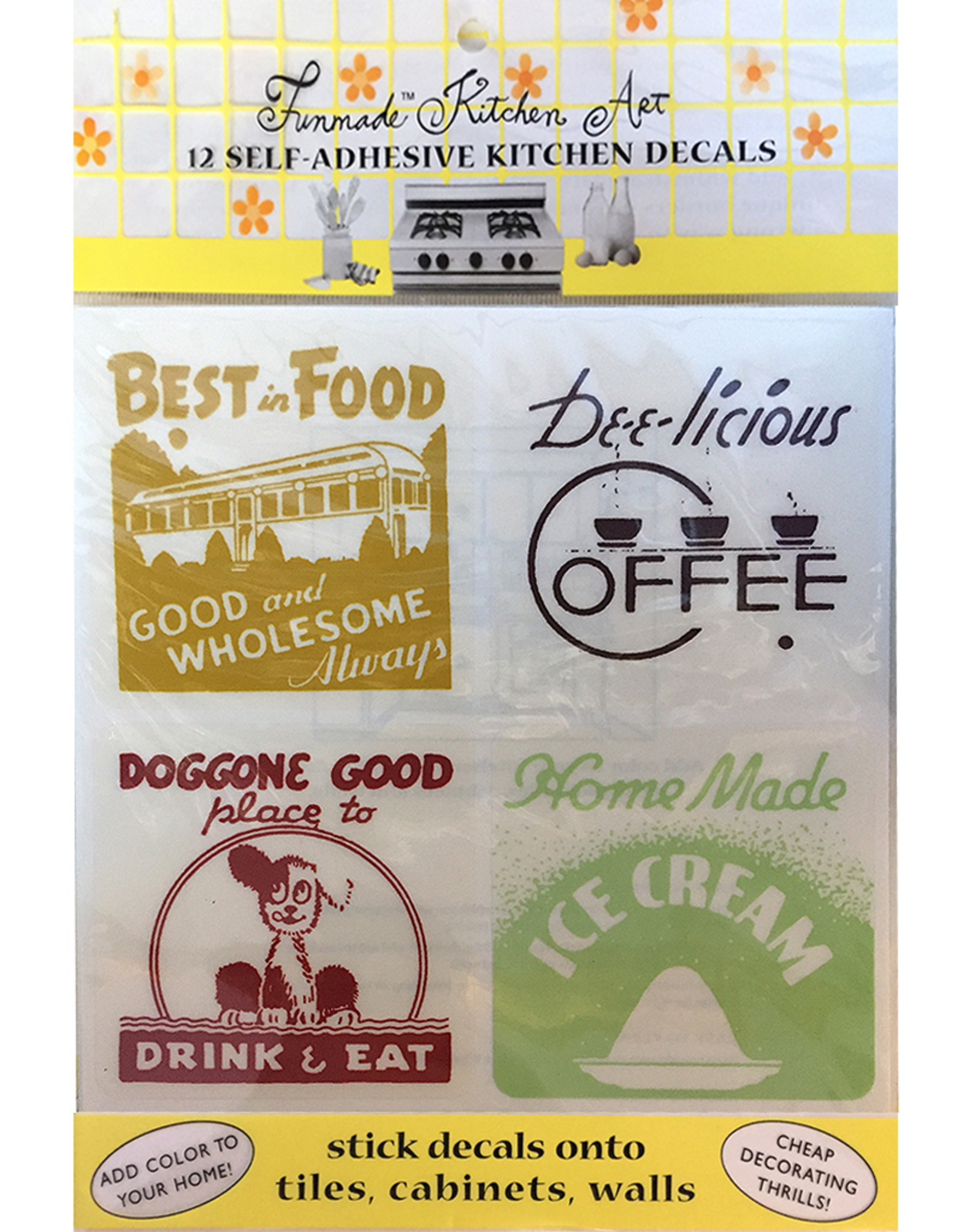 Funmade Kitchen Art 12 Self Adhesive Decals - Diner Signs