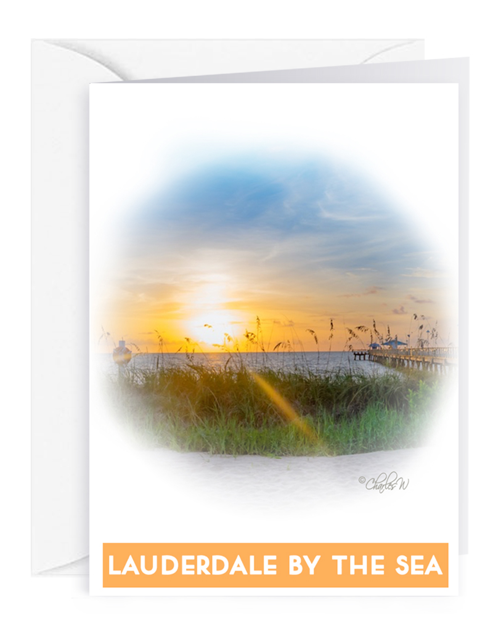 Charles W Blank Note Gift Card Holder Lauderdale-By-The-Sea Pier I