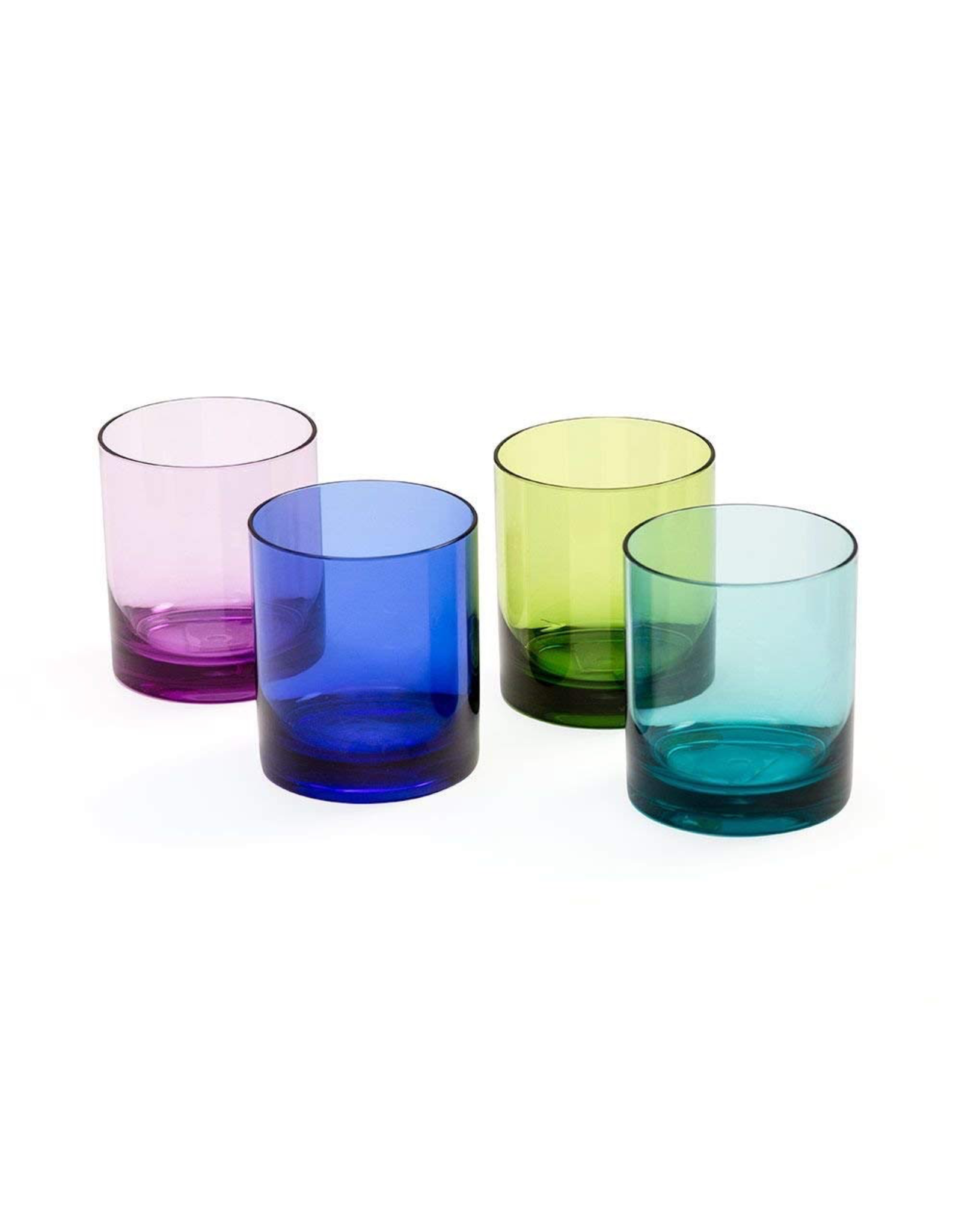 Caspari Acrylic 14oz On The Rocks Highball Giftset of 4 Jewel Tones