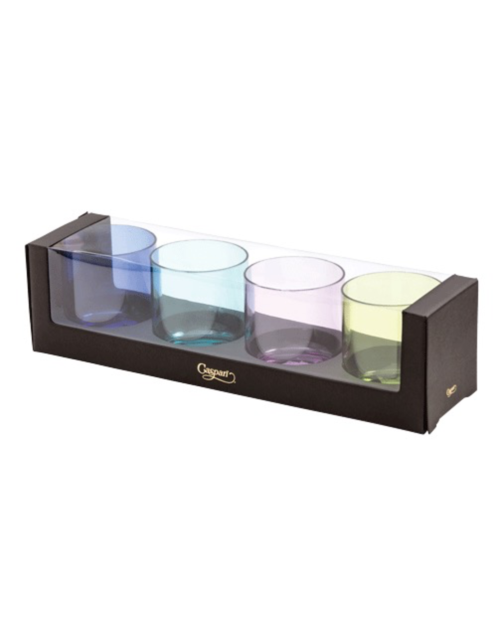 Caspari Acrylic 14oz On The Rocks Highball Giftset of 4 Jewel Tones