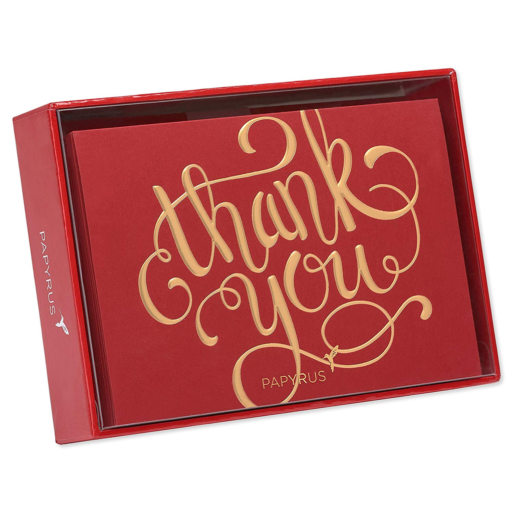 Papyrus Boxed Cards Thank You Gold Foil on Red 12pk Digs N Gifts