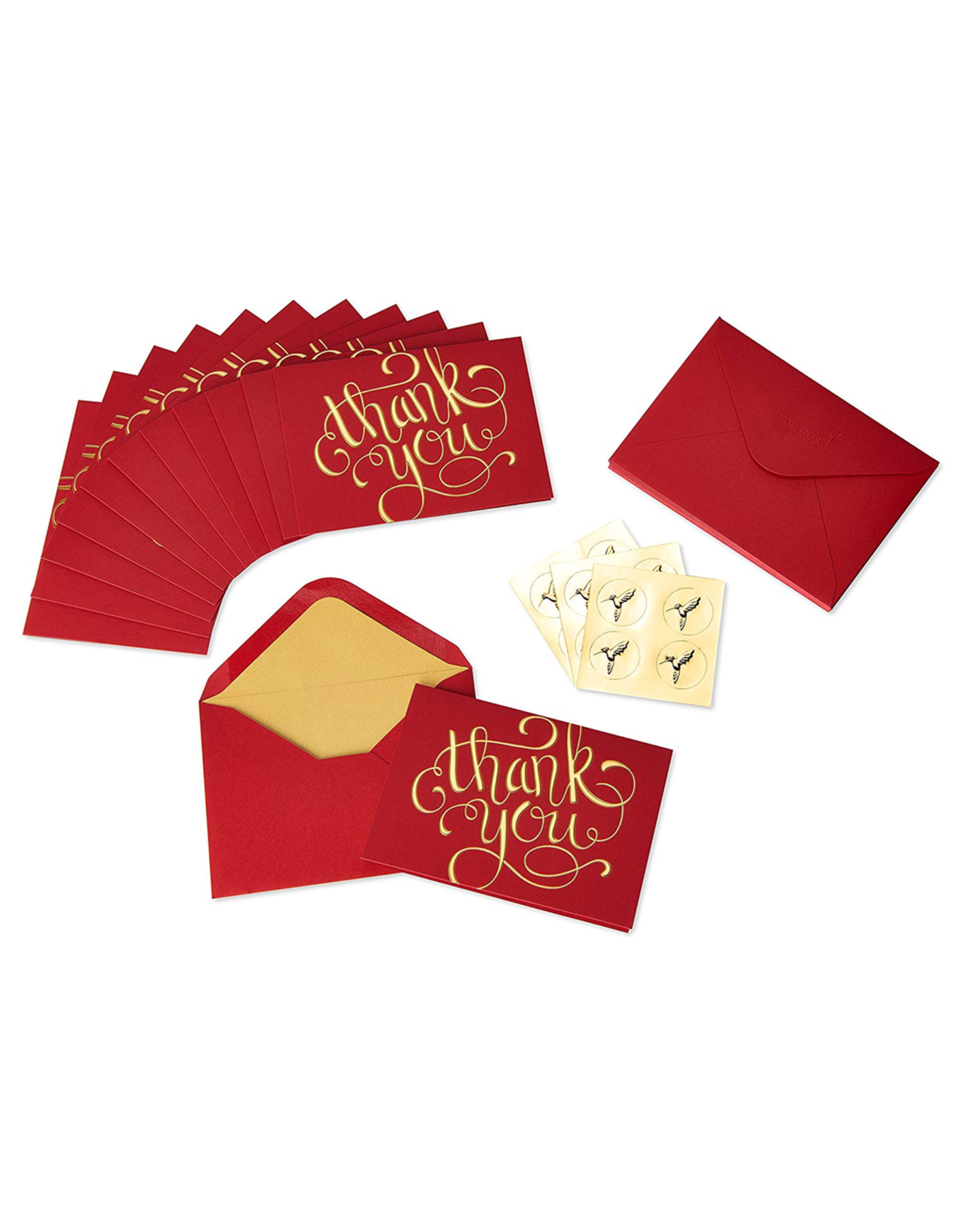 Papyrus Boxed Cards Thank You Gold Foil on Red 12pk Digs N Gifts